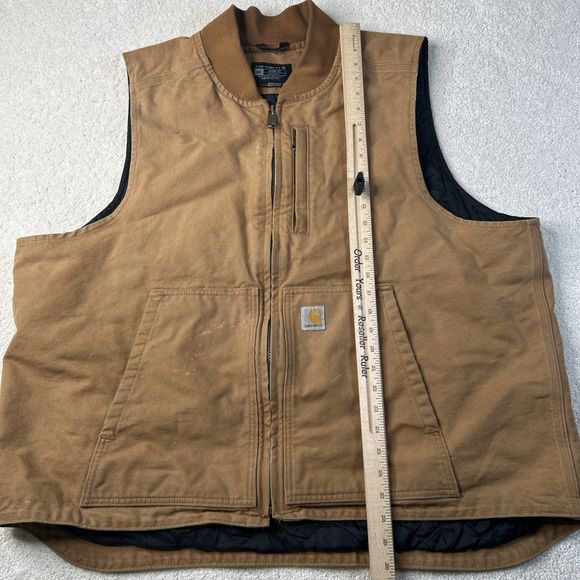 Carhartt Duck Work‎ Vest Men's Size 2XL Loose Fit Tan Insulated Brown OV4395-M - Picture 12 of 15